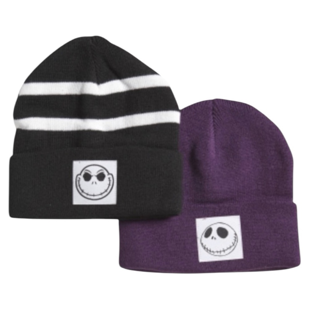 067 NWT Disney The Nightmare Before Christmas 2 Pack Black & Purple Beanie Set